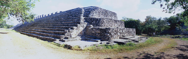 Central Plaza Edifice XLIV at Dzibilchaltun - dzibilchaltun mayan ruins,dzibilchaltun mayan temple,mayan temple pictures,mayan ruins photos